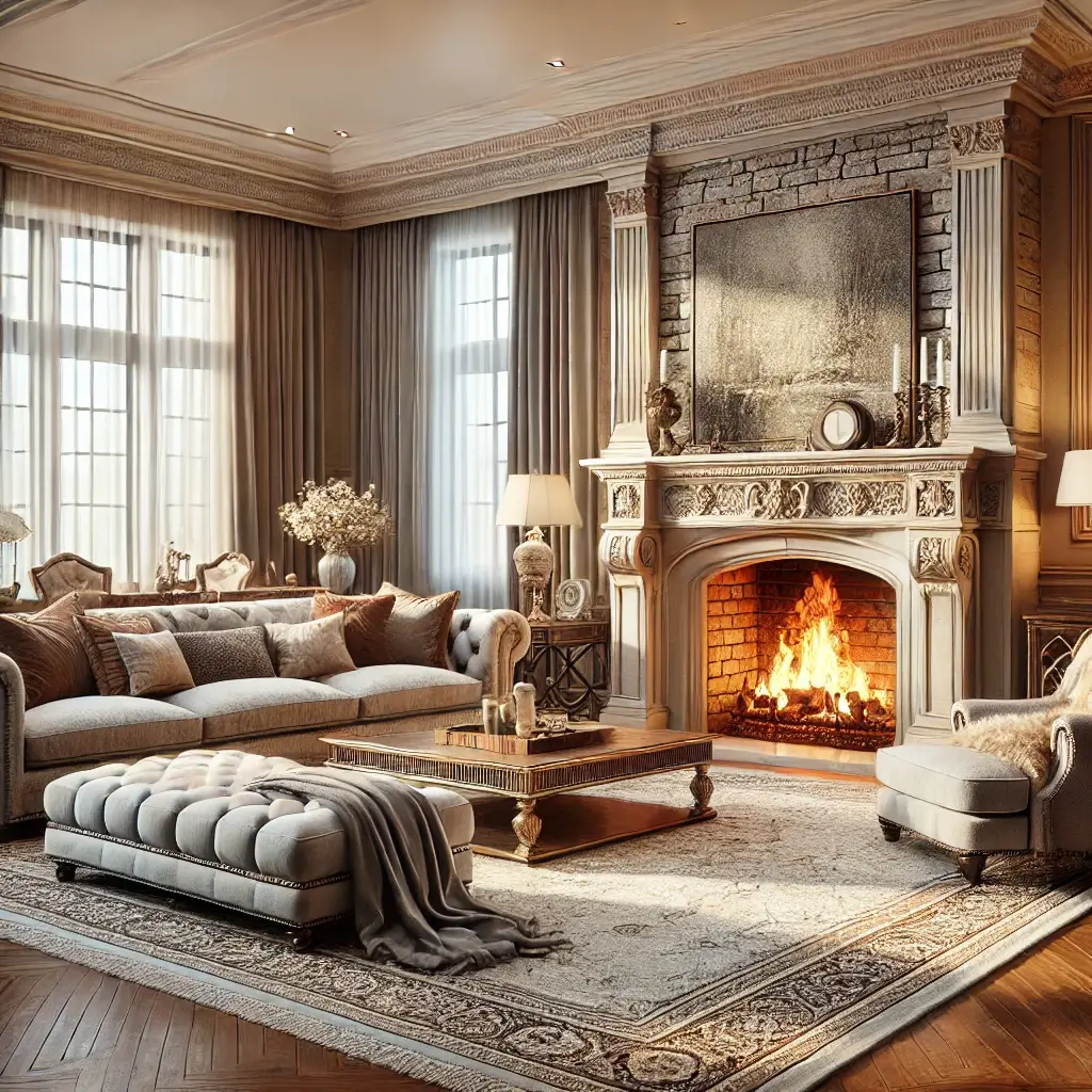 wood burning fireplace