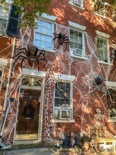 Halloween porch decoration spiders