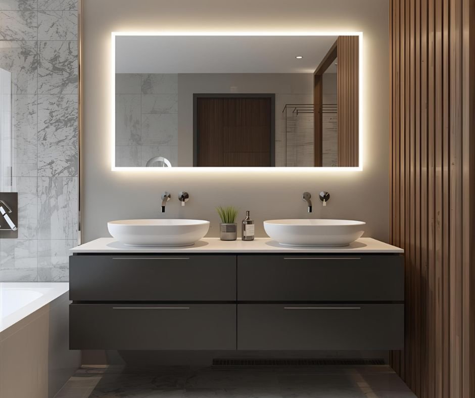 Modern bathroom vanity with floating design