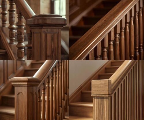 Modern staircase with custom wooden handrail