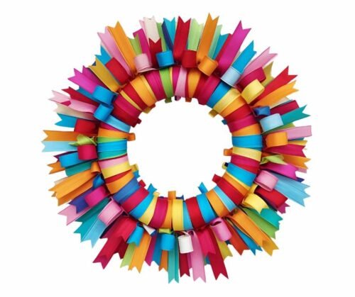 Vibrant ribbon wreath with multi-colored